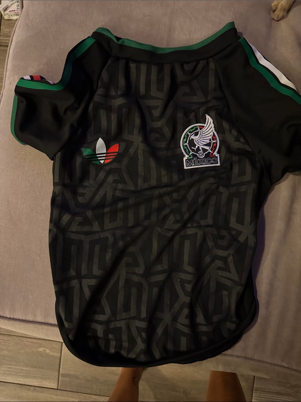 Black Mexico Pet Soccer Jersey with Green, Red & White Accents
